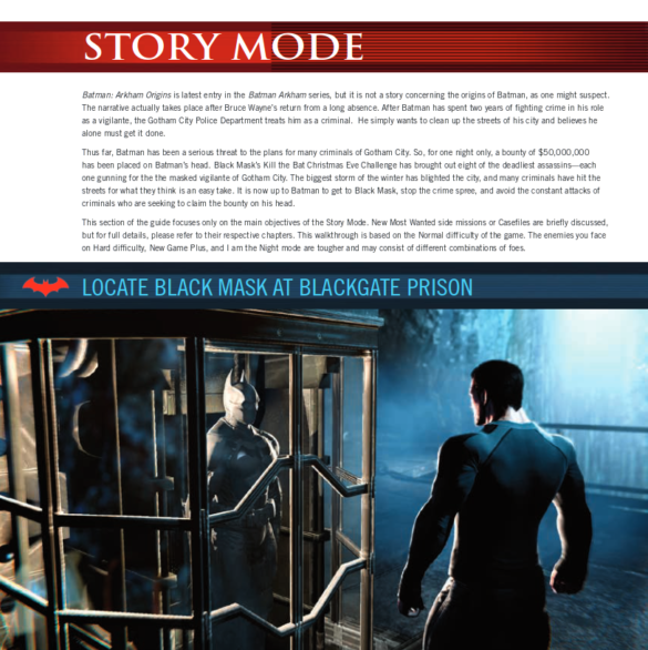 Extrait guide officiel Batman Arkham Origins